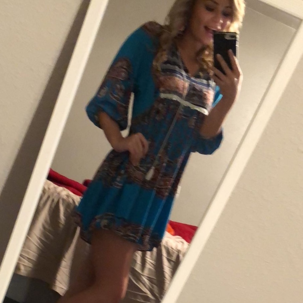 Umgee tunic mini dress 3/4 long sleeve